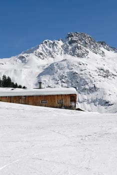 Mountain in French Alps with snow : near hauteluce and Contamines Montjoie