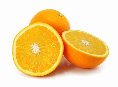 citrus orange fruit with cut isolated on white background