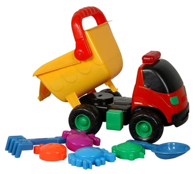 Truck and beach toys.