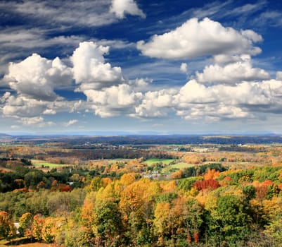 The foliage scenery from a highway overlook in New Jersey