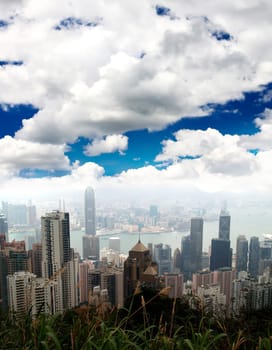 The Hong Kong Skyline from hill top