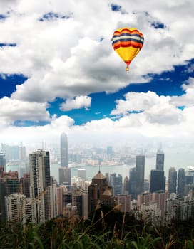 The Hong Kong Skyline from hill top