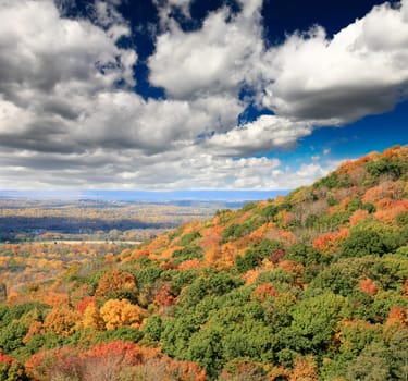 The foliage scenery from a highway overlook in New Jersey