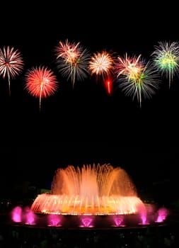 Montjuic (magic) fountain in Barcelona at night