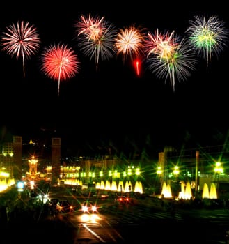 Montjuic (magic) fountain in Barcelona at night