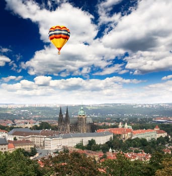 Aerial view of magnificent Prague Castle in Prague City