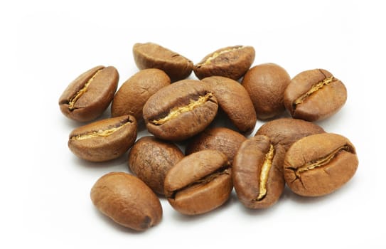 Isolated macro shot of coffee beans