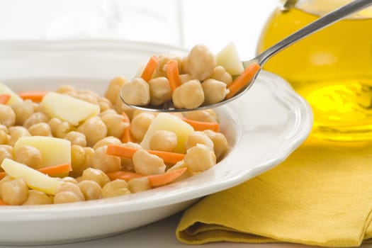 chickpeas delicious homemade carrot and potato dish isolated