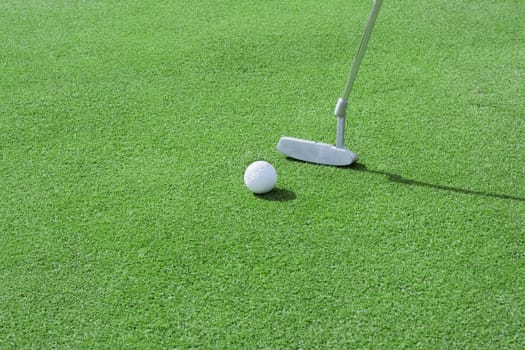 Putting a golf ball on the greens