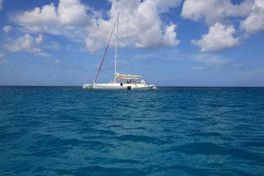 Boat on Caribbean Sea near Dominican Republic
