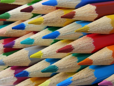 Color pencils set fragment closeup