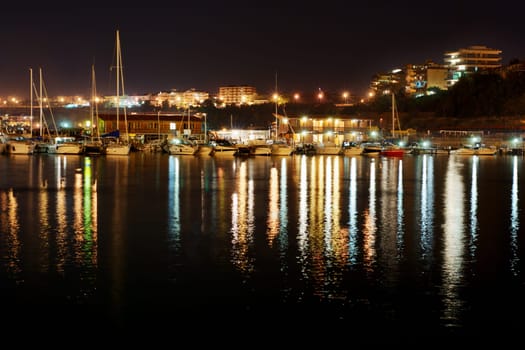 View of Termoli harbor by night (little city on the Adriatic sea in Italy)