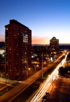 Cityscape of Santiago at sunset