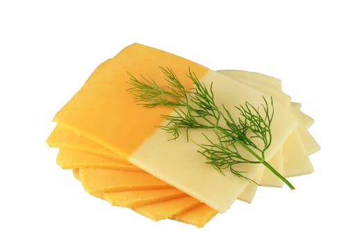 Fresh green parsley and cheese isolated over white