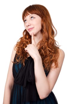 Portrait of a young beautiful woman with red hair