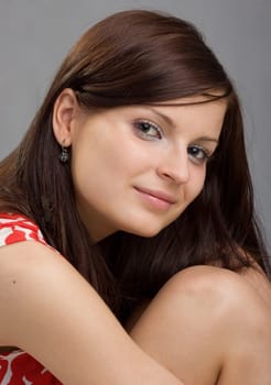 Closeup portrait of young beautiful woman