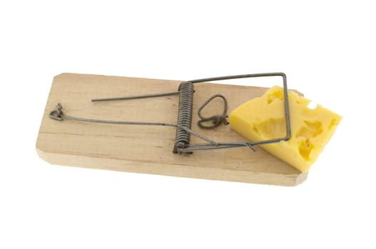 Mousetrap attracting to itself isolated on white