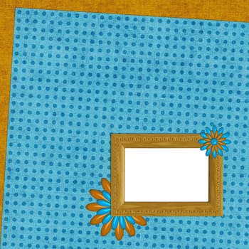 Beautiful scrapbook layout with wood frame and dotted background