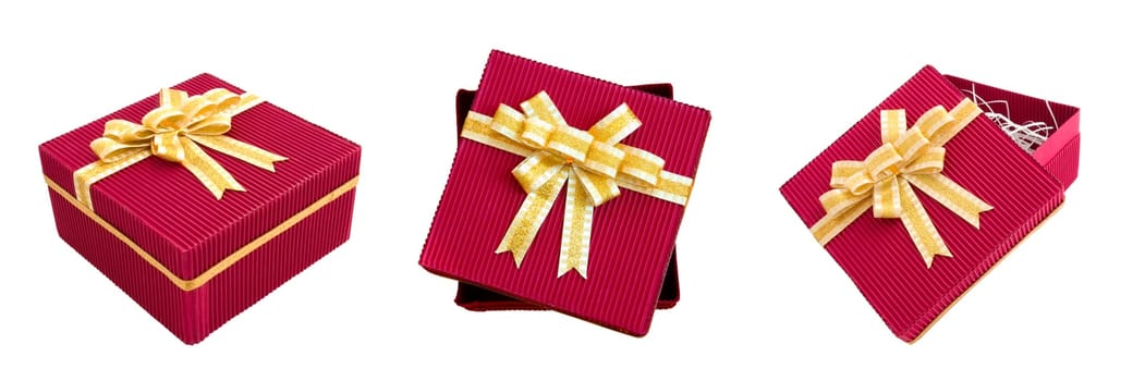 Three beautiful boxes isolated on white perfect for presents