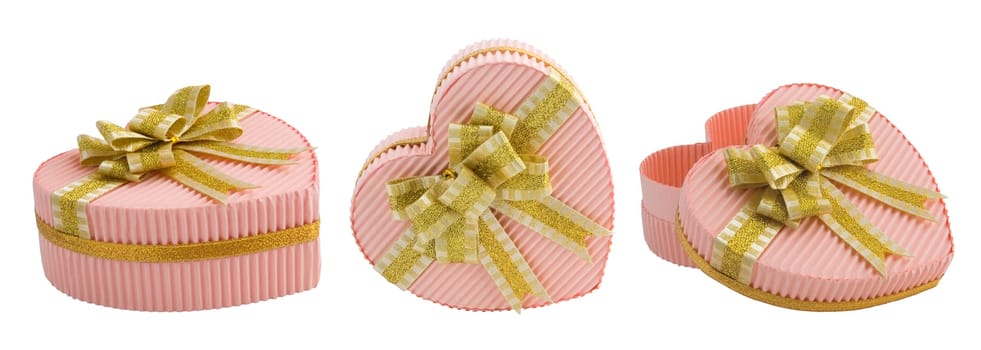 Three very pretty haert boxes with gold ribbon and bow exelent for girt or present