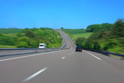 Country Highway with motion blur