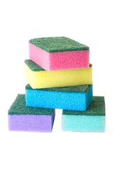 Heap of sponges isolated on white background