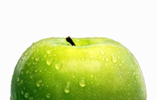 One big green apple isolated on white