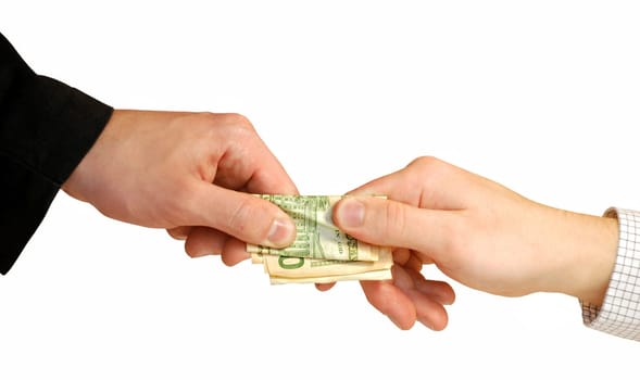 American dollars in the hands isolated on white