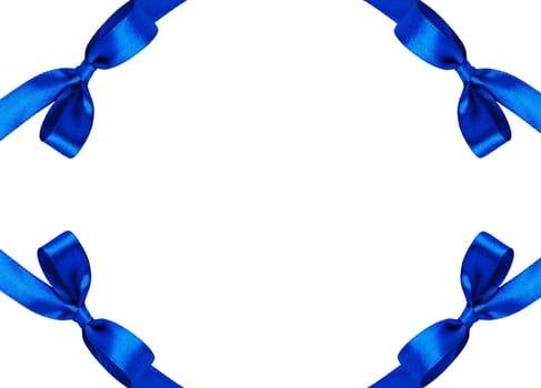 the attractive blue bows on the white background