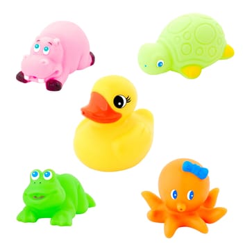 Colorful bath toys isoladet on white background