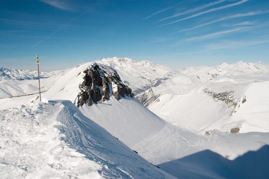 High mountain landscape covered with snow
