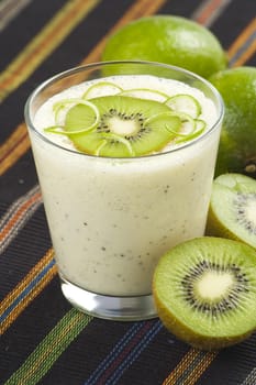 refreshment and creamy milkshake  kiwi and lime isolated