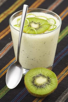 refreshment and creamy milkshake  kiwi and lime isolated