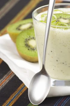 refreshment and creamy milkshake  kiwi and lime isolated