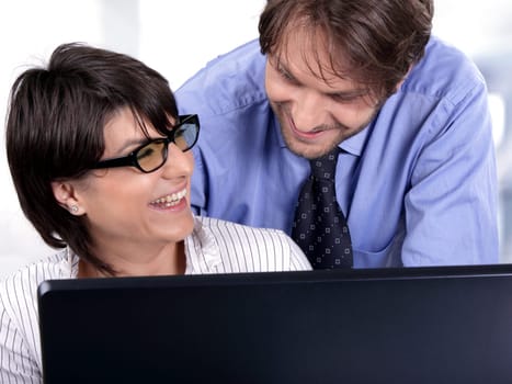 two happy business people