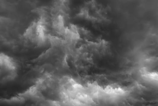 Dark, stormy sky. Black and white.