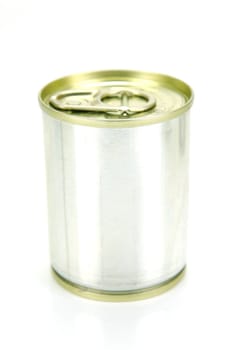 Canned food isolated against a white backgound