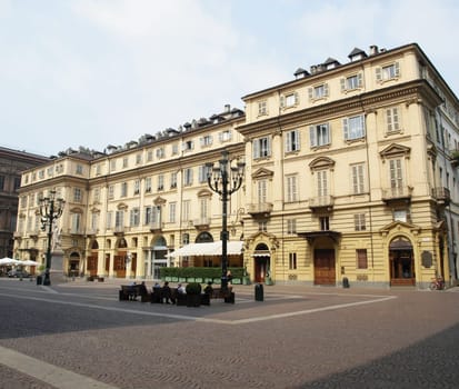 General view of Piazza Carignano in Turin, Italy