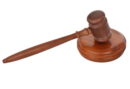 wooden gavel isolated on pure white background