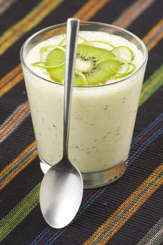 refreshment and creamy milkshake  kiwi and lime isolated