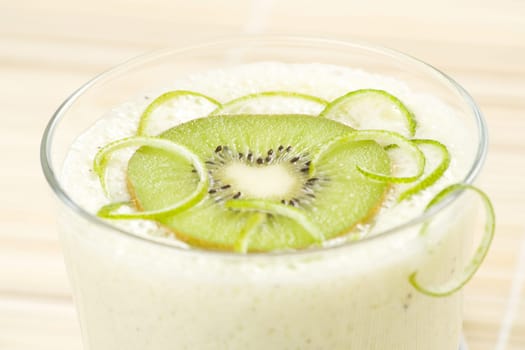 refreshment and creamy milkshake  kiwi and lime isolated