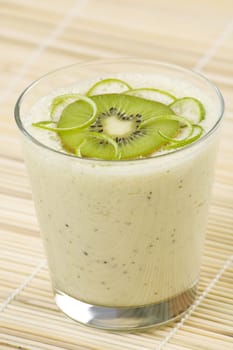 refreshment and creamy milkshake  kiwi and lime isolated