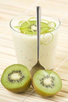 refreshment and creamy milkshake  kiwi and lime isolated