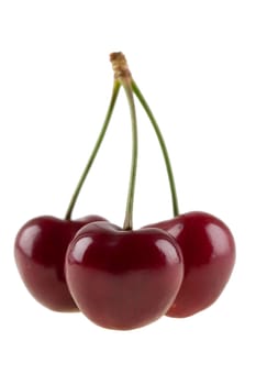 three cherries, isolated on white background