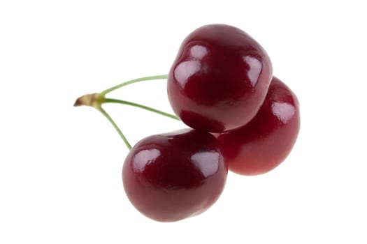 three cherries, isolated on white background