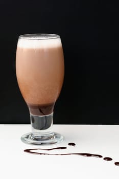 Chocolate Egg Cream with chocolate syrup drizzle