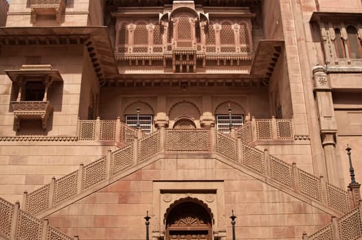 Entrance to palace inside Junagarh Fort, Bikaner, Rajasthan, India