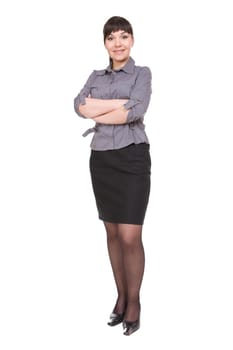 happy businesswoman isolated on white background