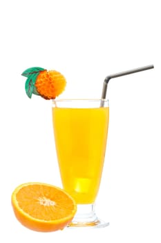 A glass of orange juice isolated on white background