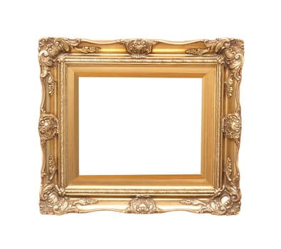 Empty, decorated picture frame isolated on white
